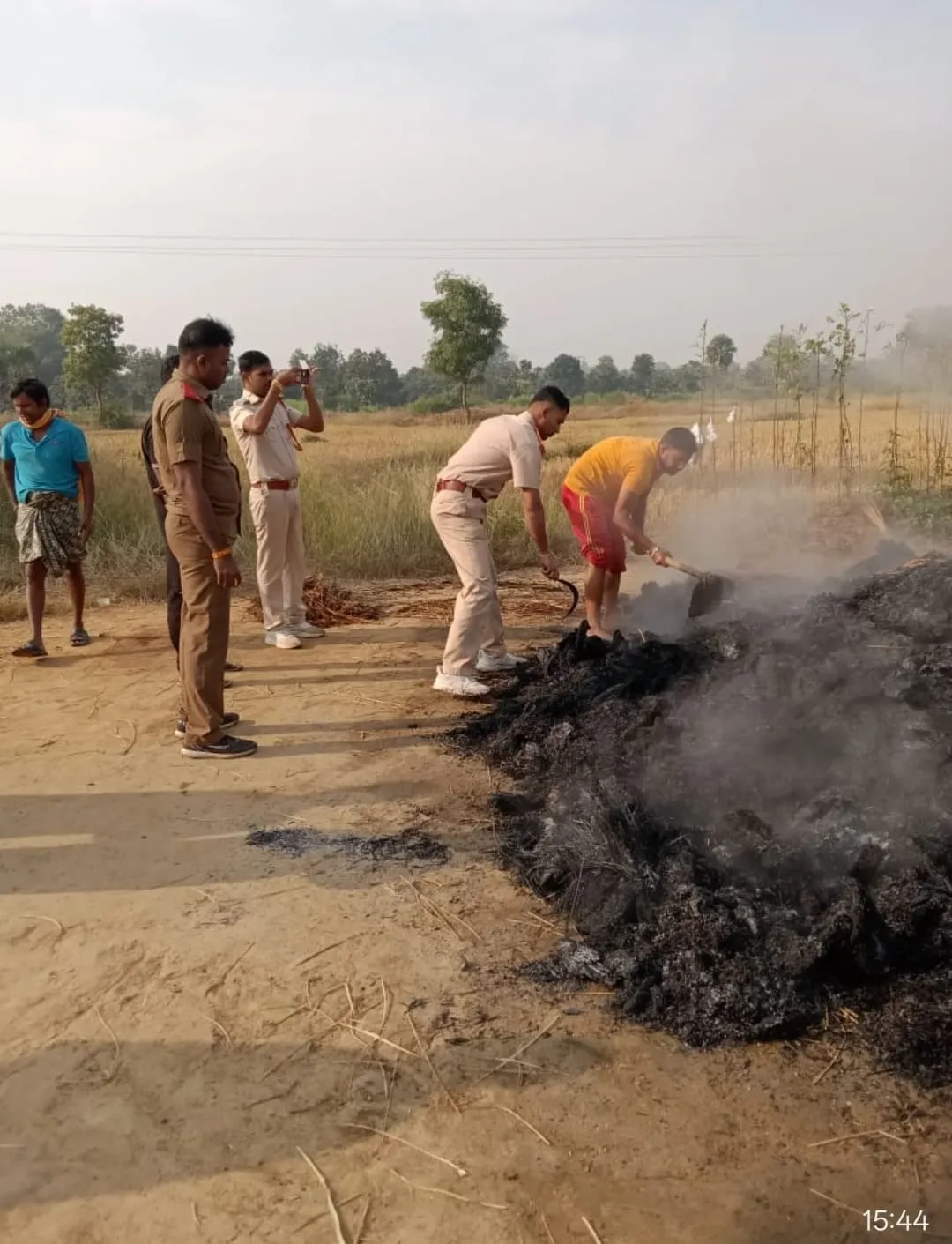 35 quintals of paddy burnt in fire