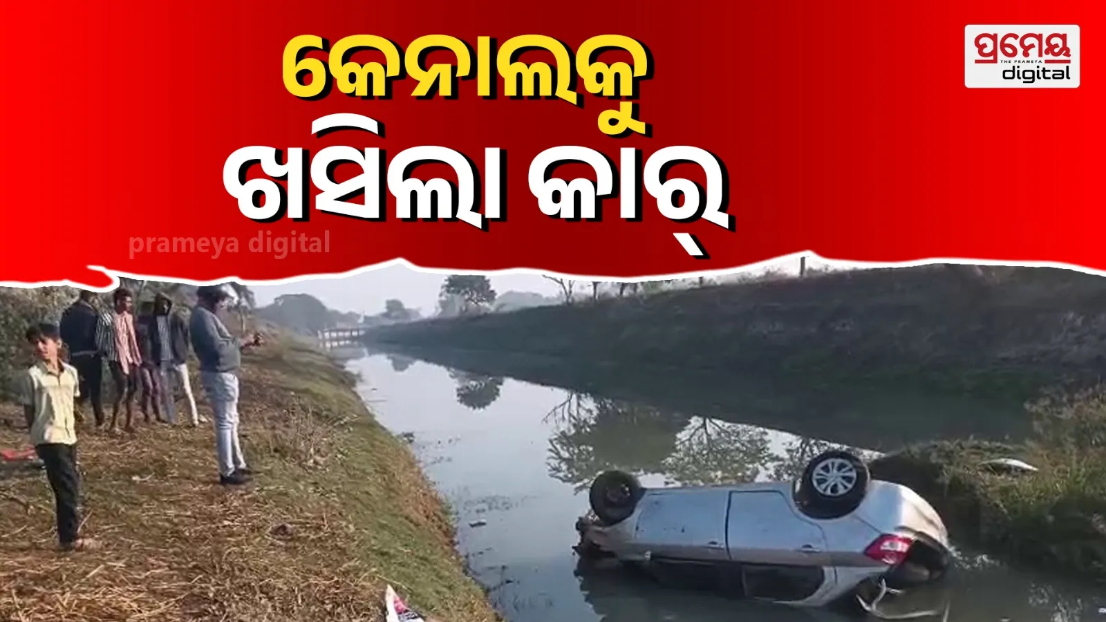 Car loses control and falls into canal
