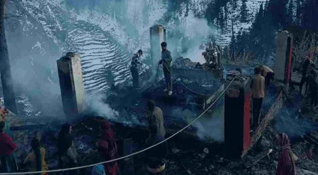 Fire damage at Girad Mata Temple Bharmour Chamba