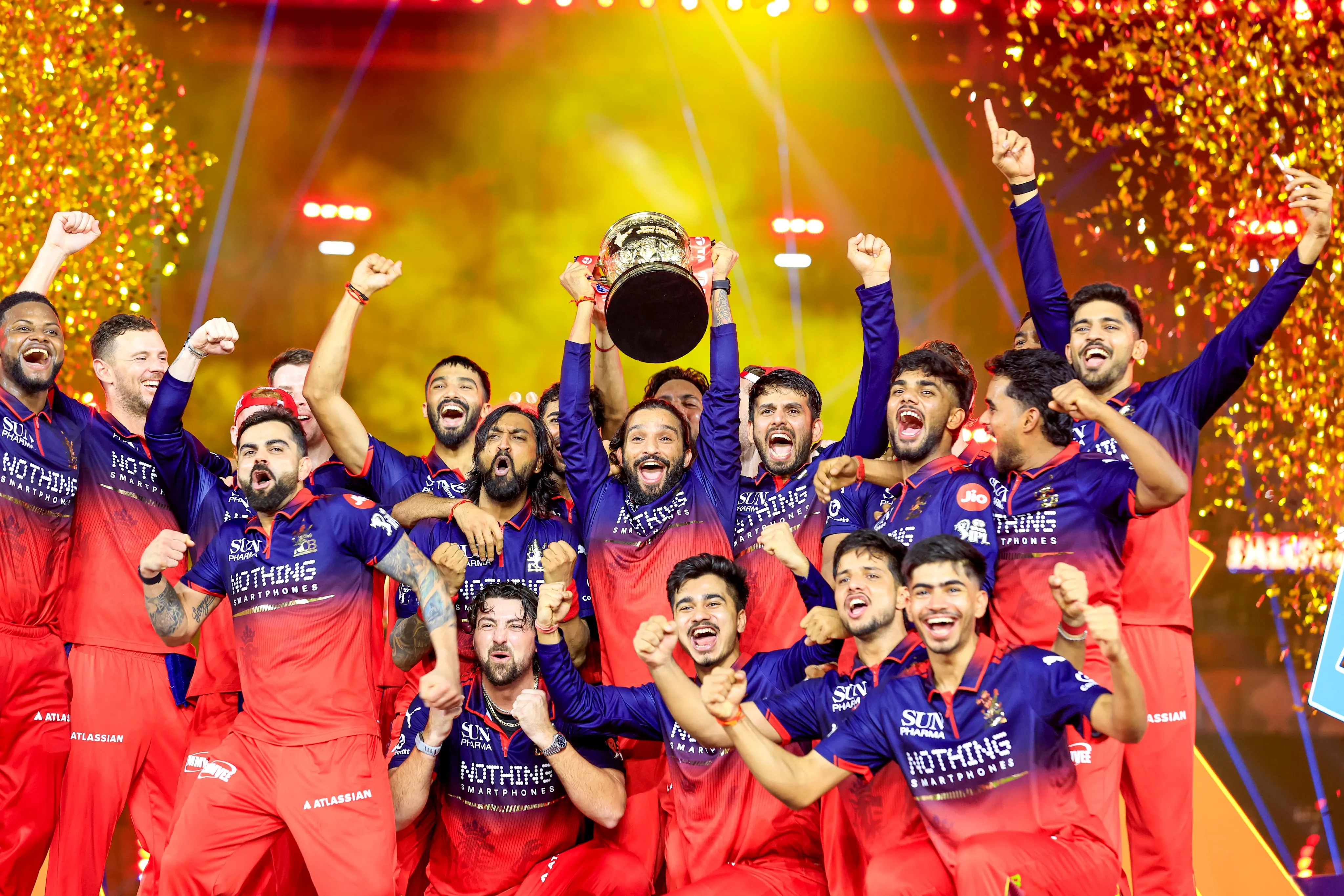 rcb celebration with ipl 2026 trophy