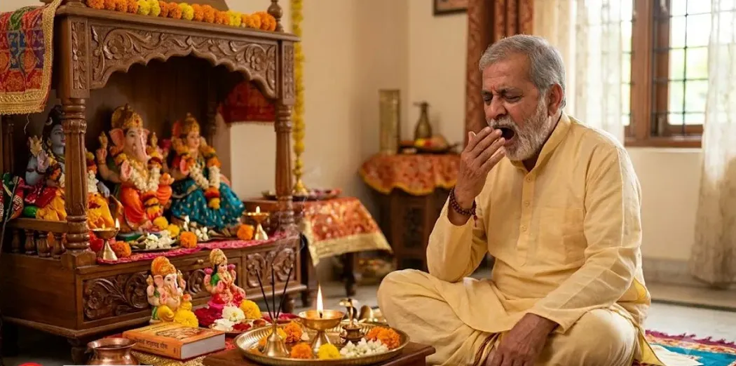 Yawning during puja